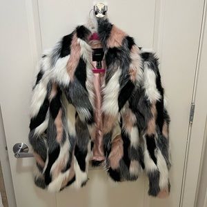 Forever 21 multicolor faux fur coat